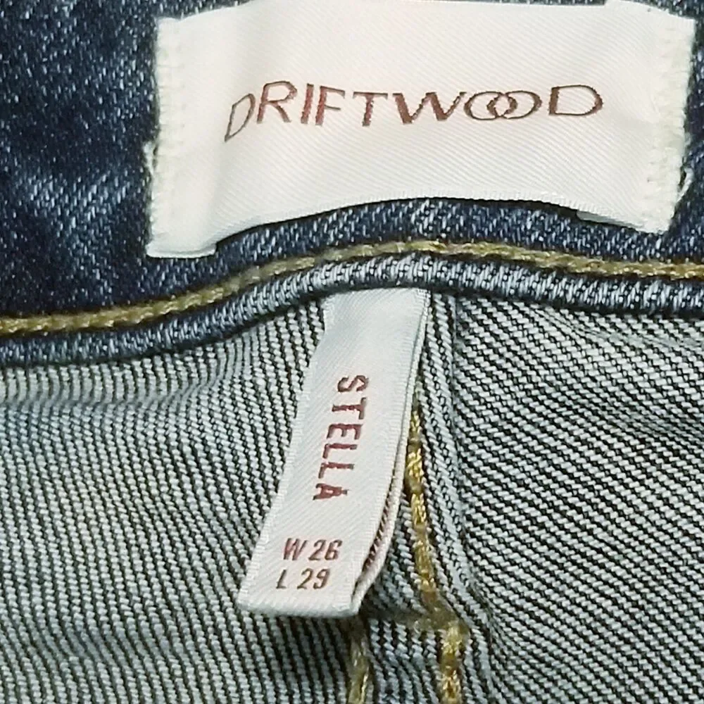 Driftwood Stella Jeans Women's Size 26x29 Stretch Faded Denim Whiskers (27x28.5)